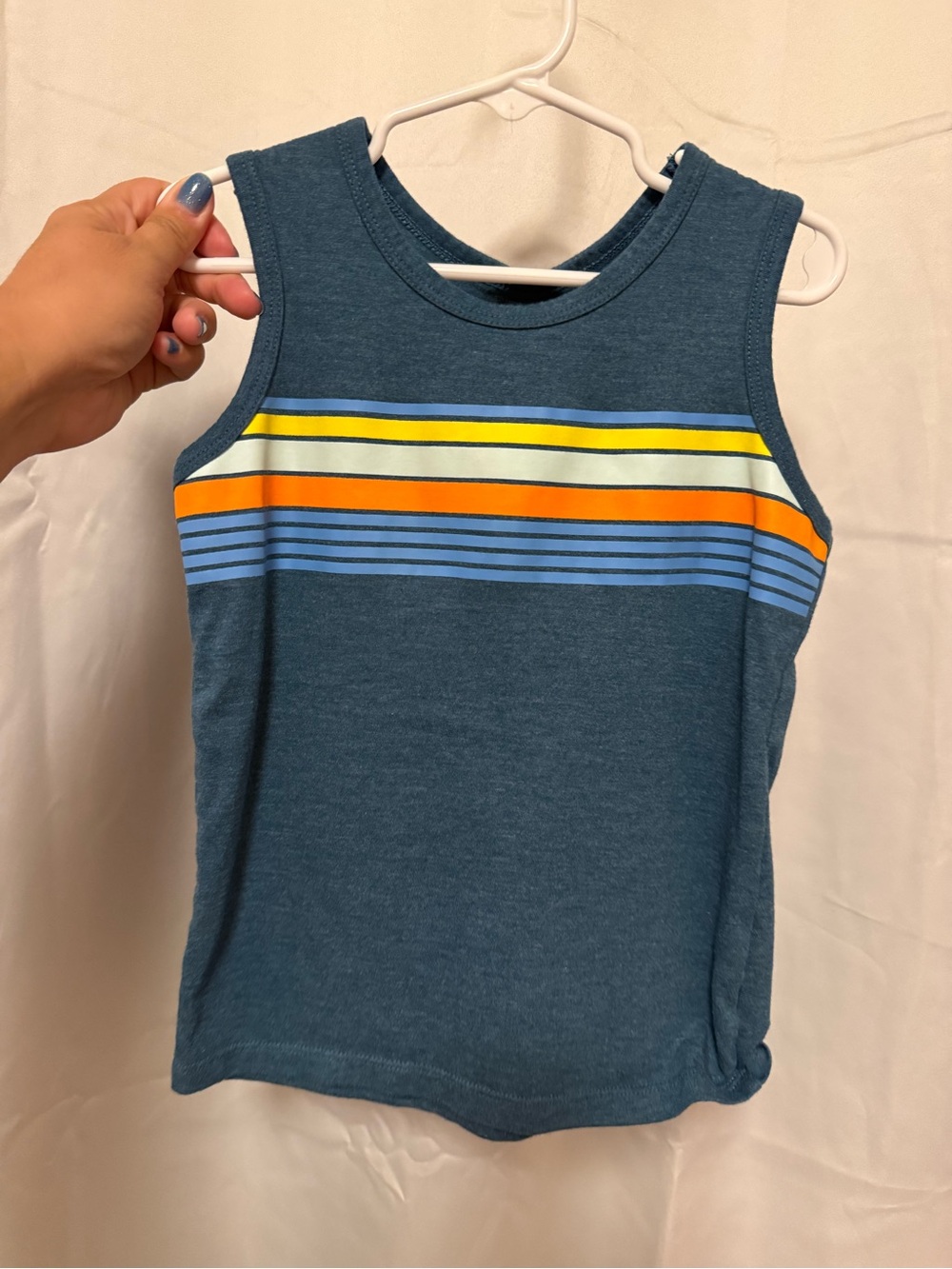 Cat & Jack Teal Tank with Yellow and Orange Stripe Detail